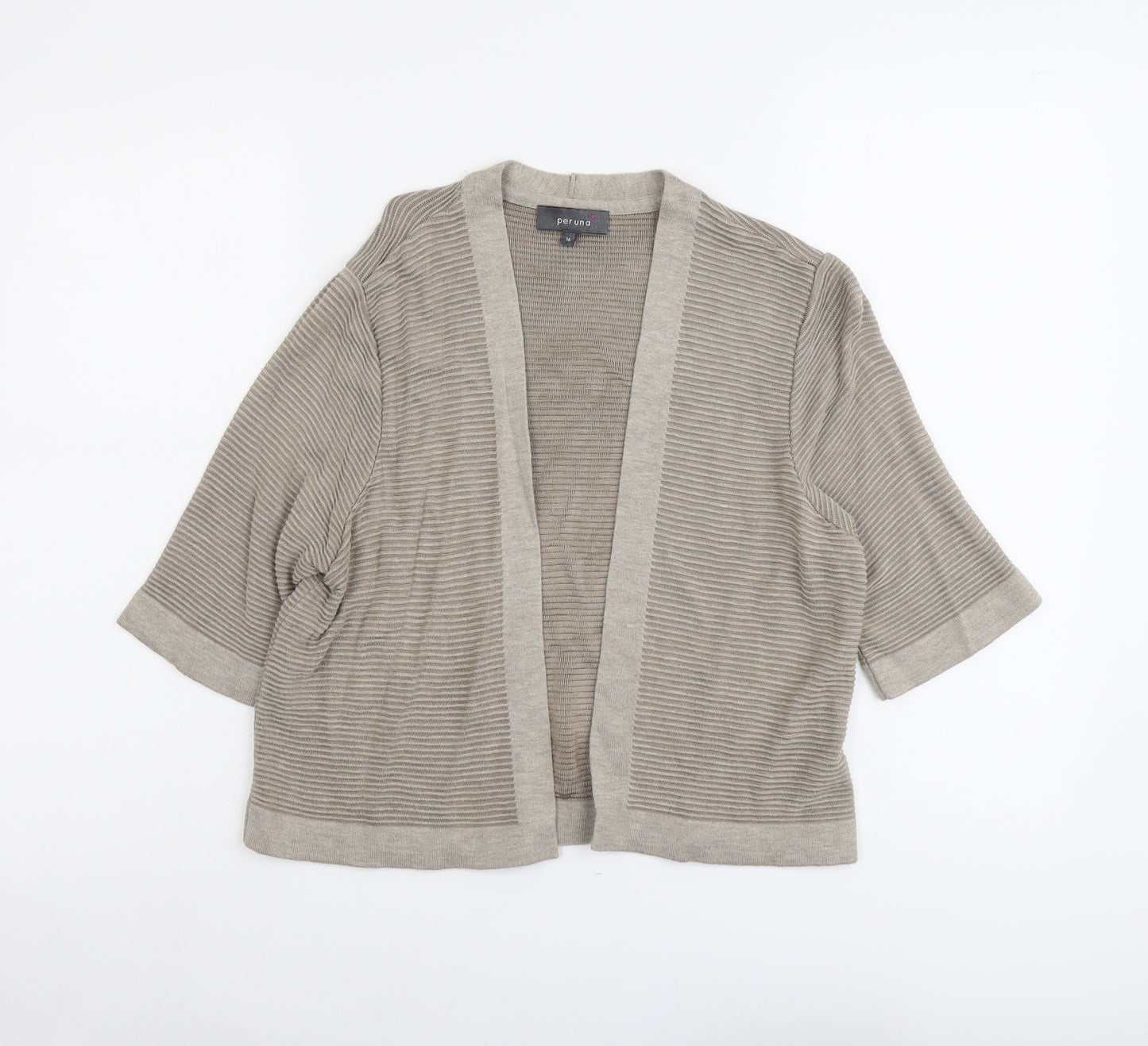 Per Una Womens Beige V-Neck Striped Viscose Cardigan Jumper Size 14