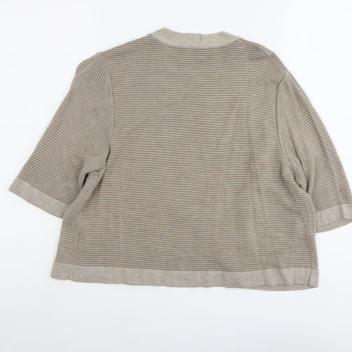 Per Una Womens Beige V-Neck Striped Viscose Cardigan Jumper Size 14