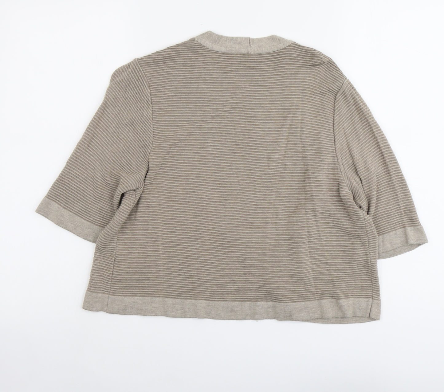 Per Una Womens Beige V-Neck Striped Viscose Cardigan Jumper Size 14
