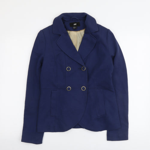 H&M Womens Blue Jacket Size 12 Button
