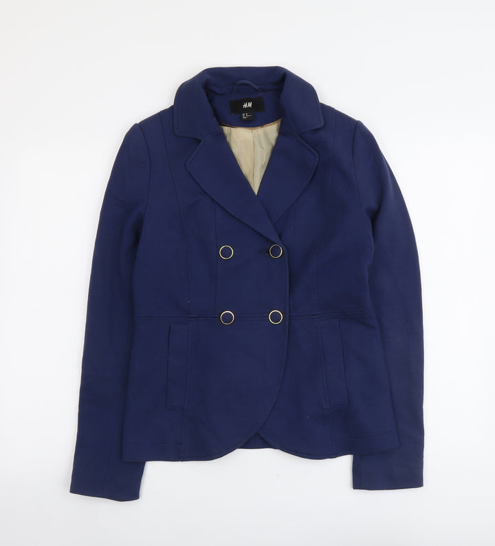 H&M Womens Blue Jacket Size 12 Button