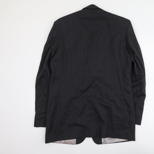 THE LABEL Mens Grey Striped Wool Jacket Blazer Size M Regular