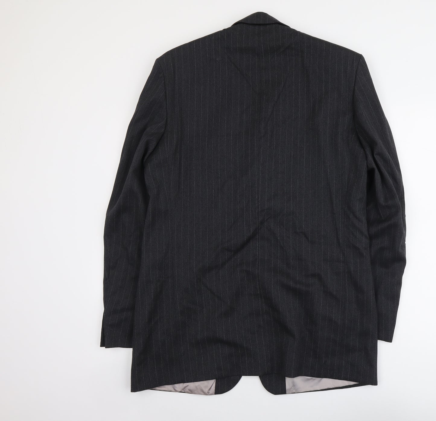 THE LABEL Mens Grey Striped Wool Jacket Blazer Size M Regular