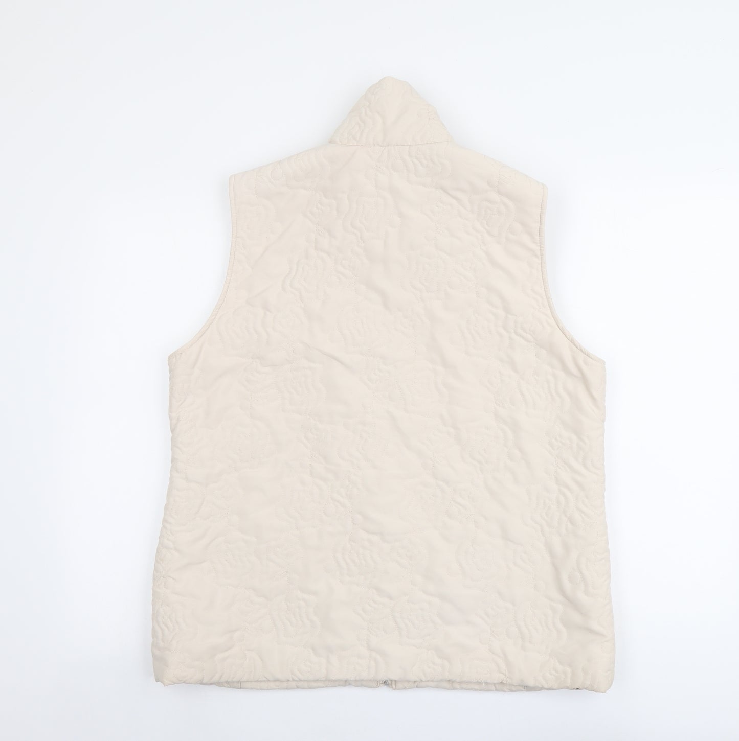 TIGI Womens Beige Gilet Jacket Size 14 Zip - Textured