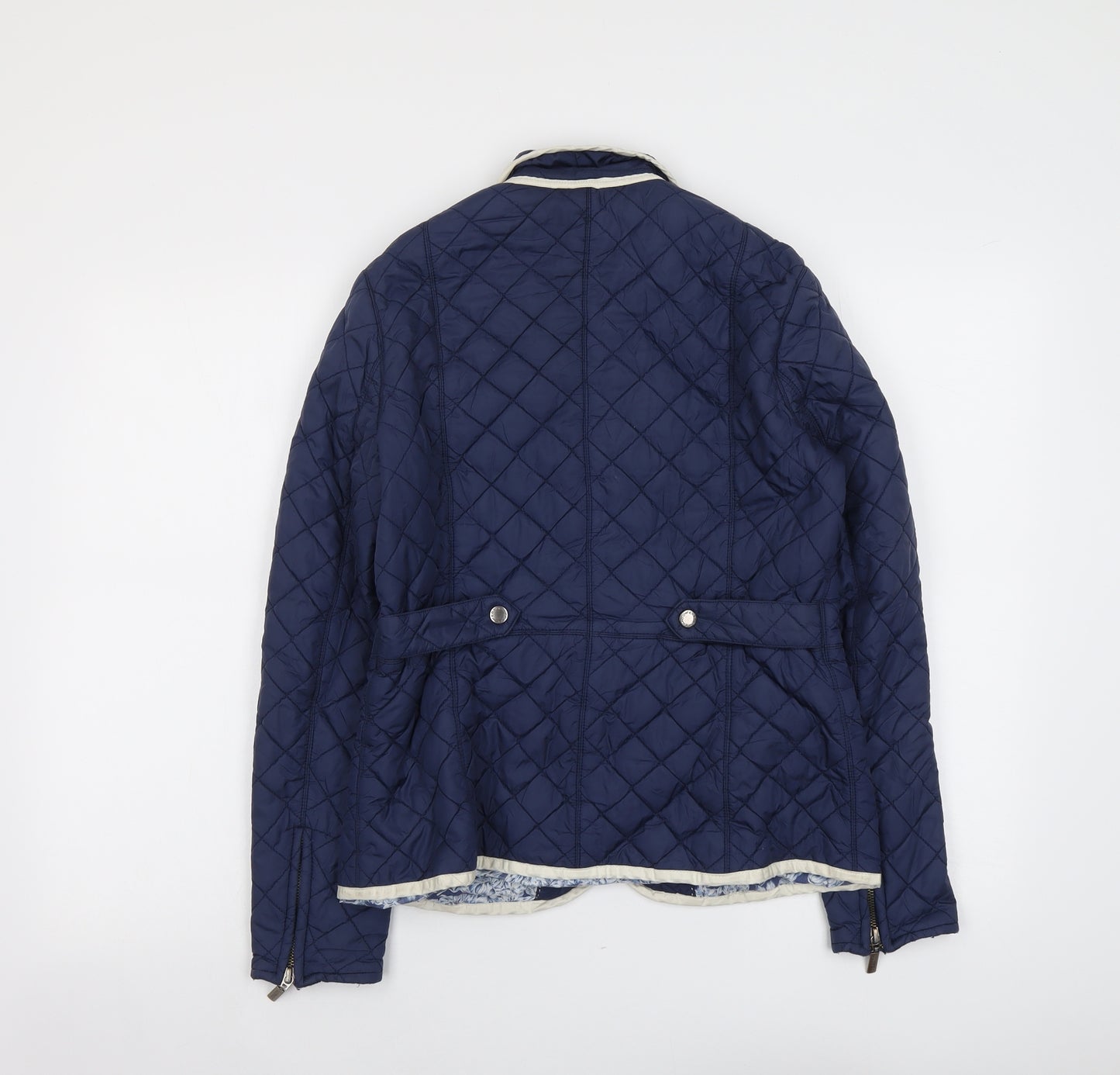 Feraud Womens Blue Quilted Jacket Size 10 Button