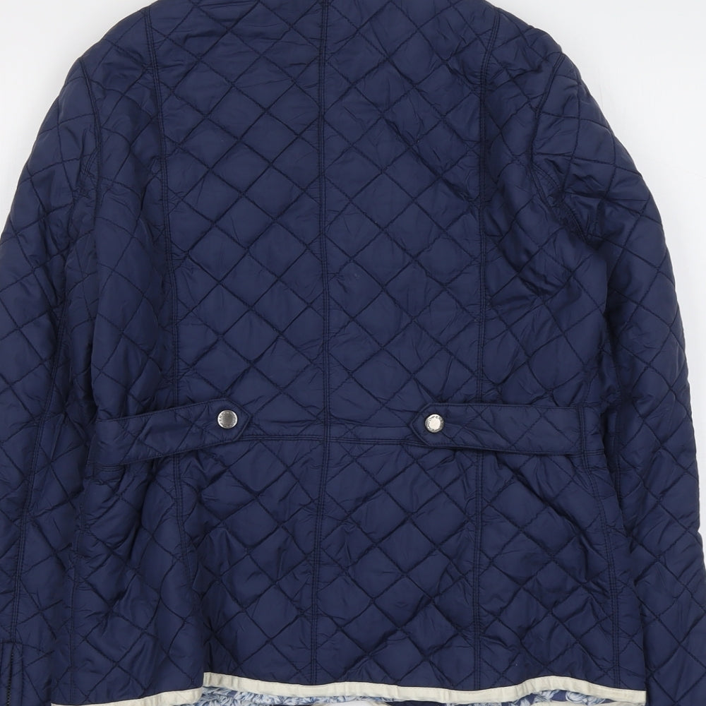 Feraud Womens Blue Quilted Jacket Size 10 Button