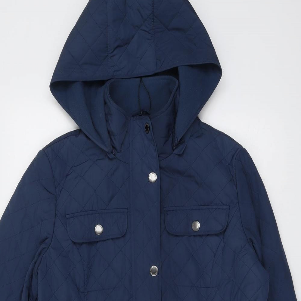 Four Seasons Womens Blue Quilted Jacket Size M Zip