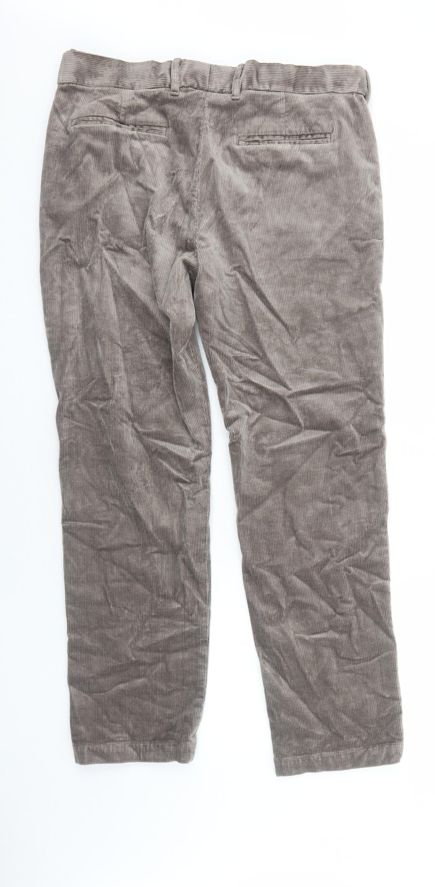 Marks and Spencer Mens Brown Cotton Trousers Size L L31 in Regular Zip