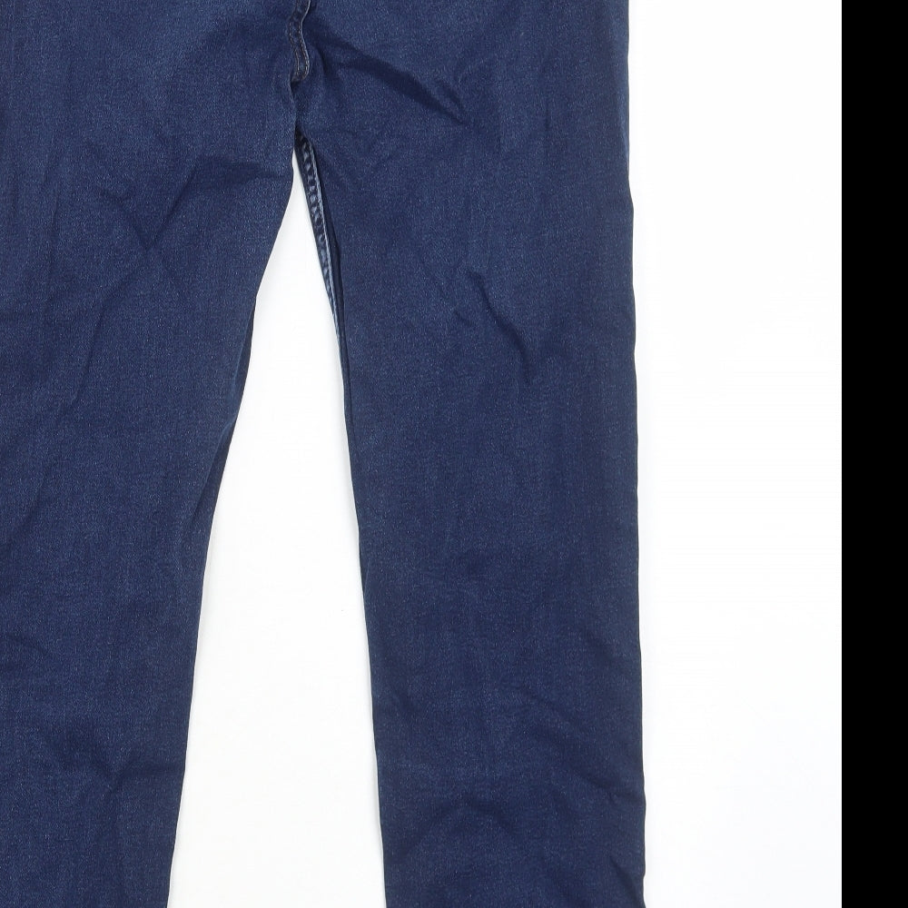 Marks and Spencer Womens Blue Cotton Straight Jeans Size 18 Regular Zip