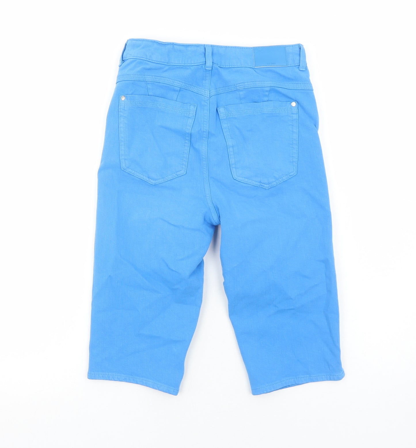 Marks and Spencer Womens Blue Cotton Basic Shorts Size 8 Regular Zip