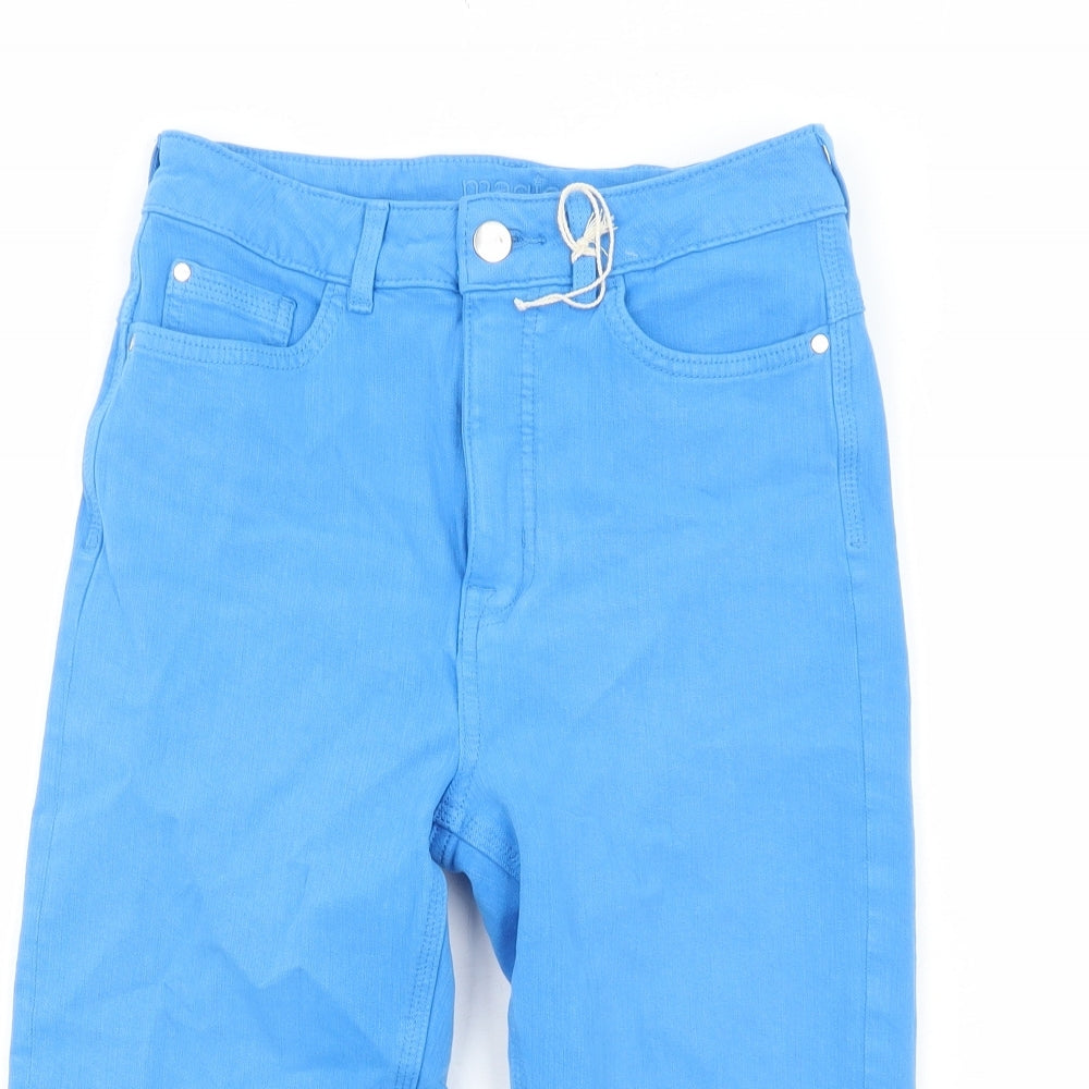 Marks and Spencer Womens Blue Cotton Basic Shorts Size 8 Regular Zip