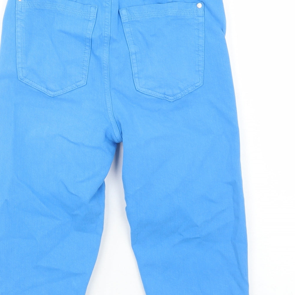 Marks and Spencer Womens Blue Cotton Basic Shorts Size 8 Regular Zip