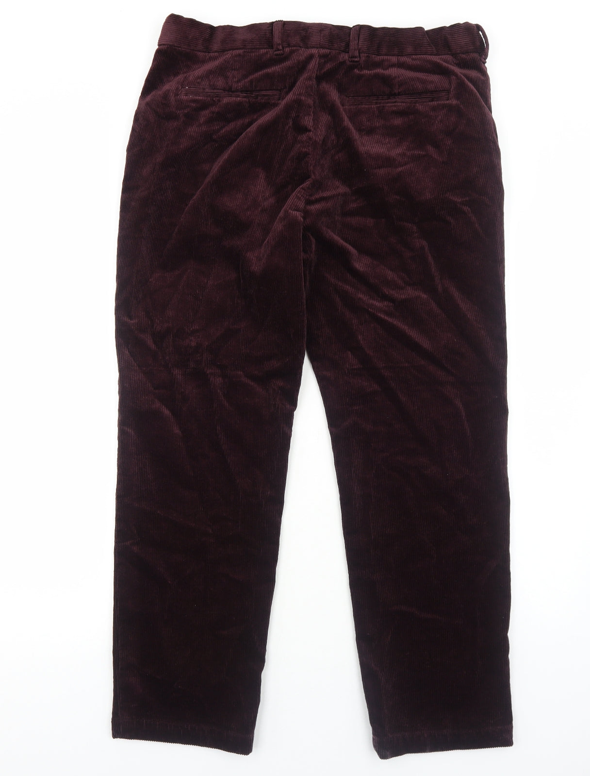 Marks and Spencer Mens Purple Cotton Trousers Size L L29 in Regular Zip