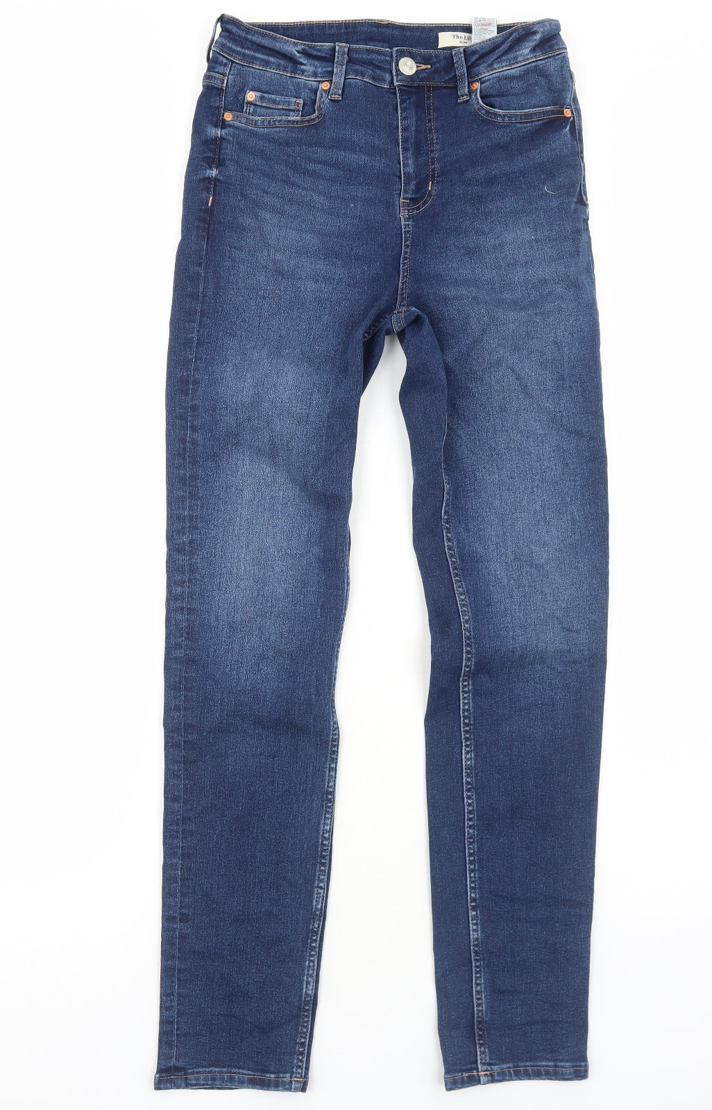 Marks and Spencer Womens Blue Cotton Straight Jeans Size 10 Regular Zip
