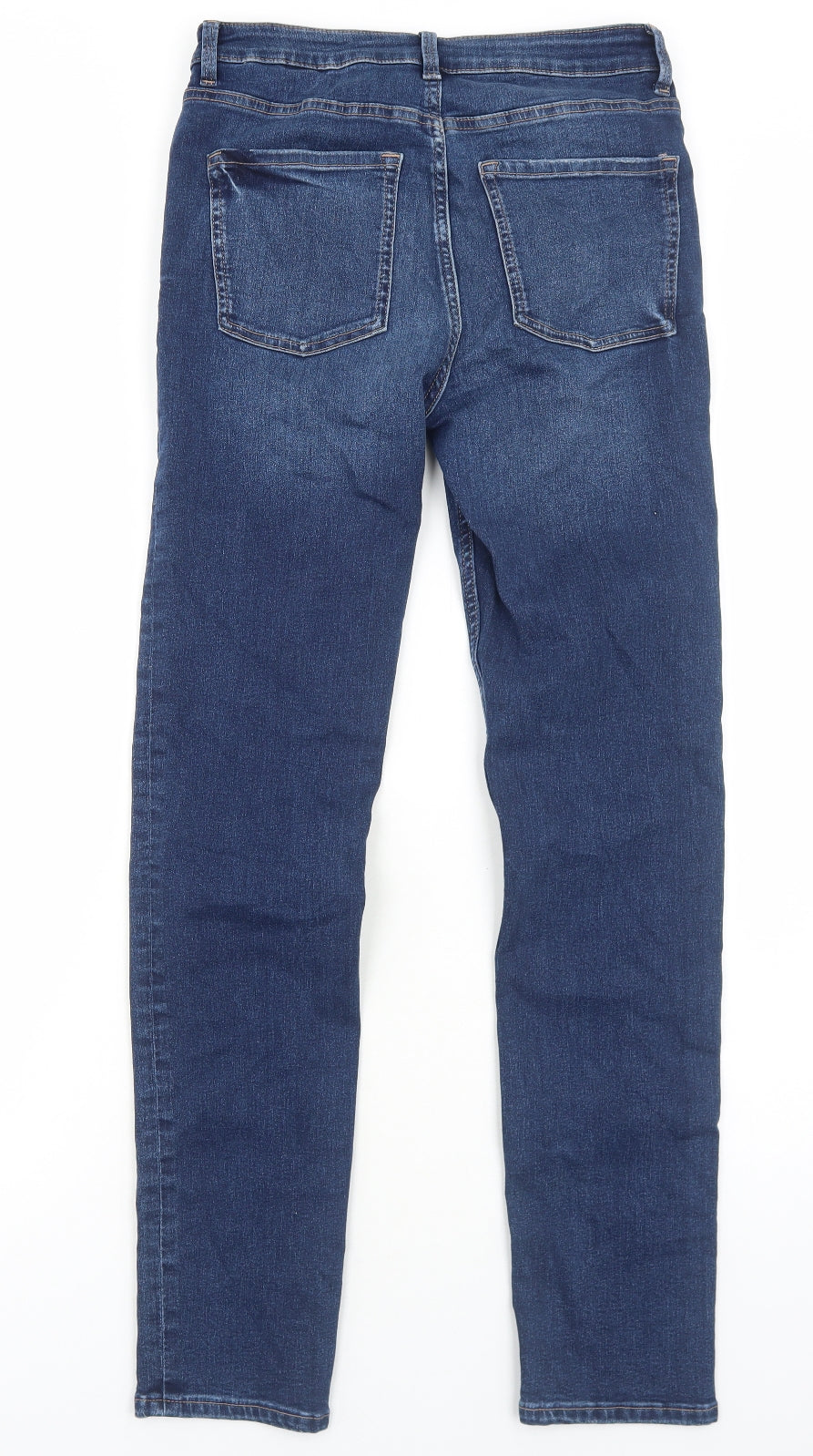 Marks and Spencer Womens Blue Cotton Straight Jeans Size 10 Regular Zip