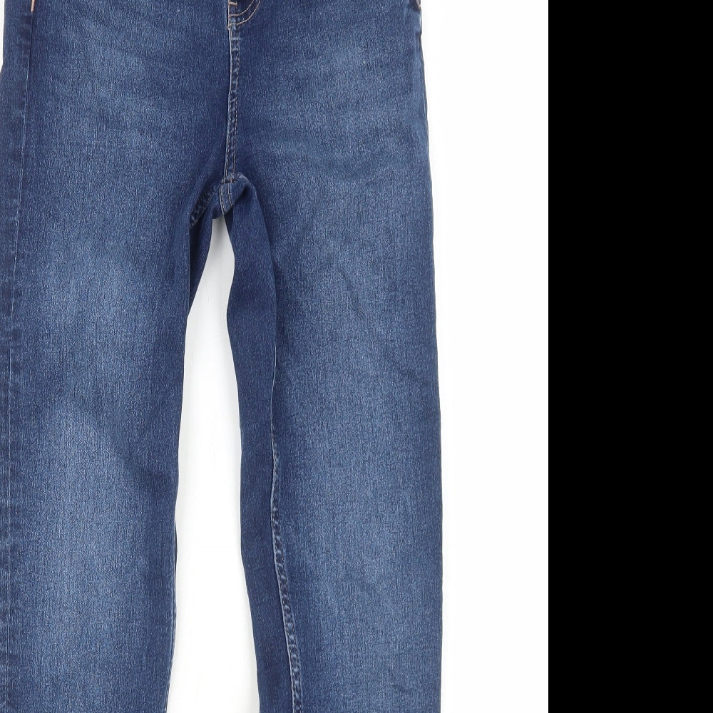 Marks and Spencer Womens Blue Cotton Straight Jeans Size 10 Regular Zip