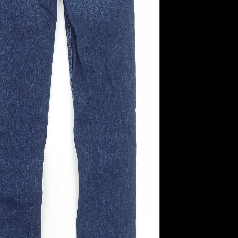 Marks and Spencer Womens Blue Cotton Straight Jeans Size 10 Regular Zip