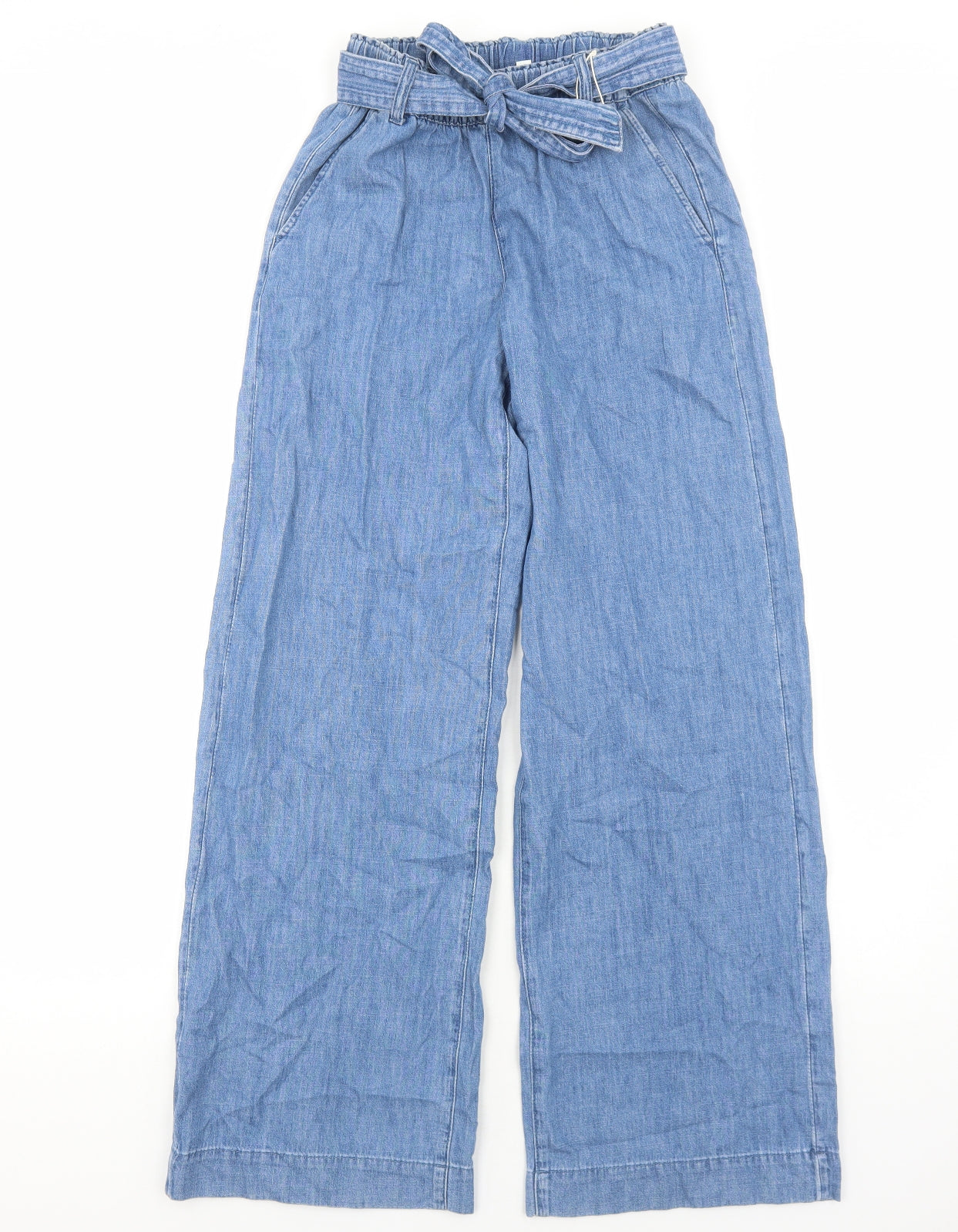 Marks and Spencer Womens Blue Cotton Wide-Leg Jeans Size 6 Regular