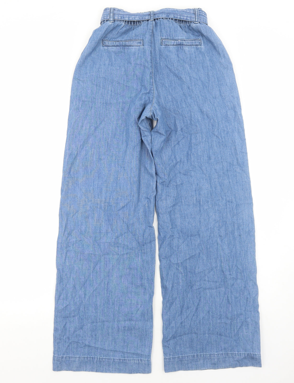 Marks and Spencer Womens Blue Cotton Wide-Leg Jeans Size 6 Regular