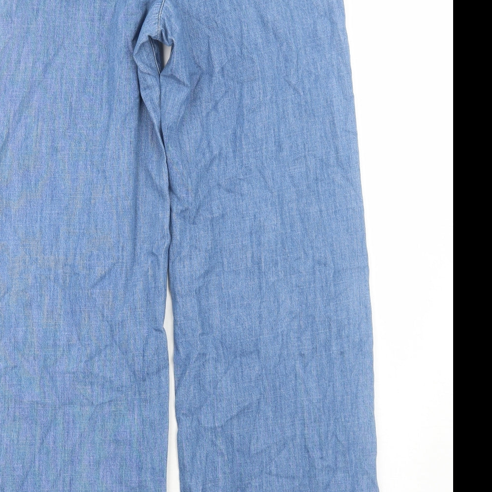 Marks and Spencer Womens Blue Cotton Wide-Leg Jeans Size 6 Regular