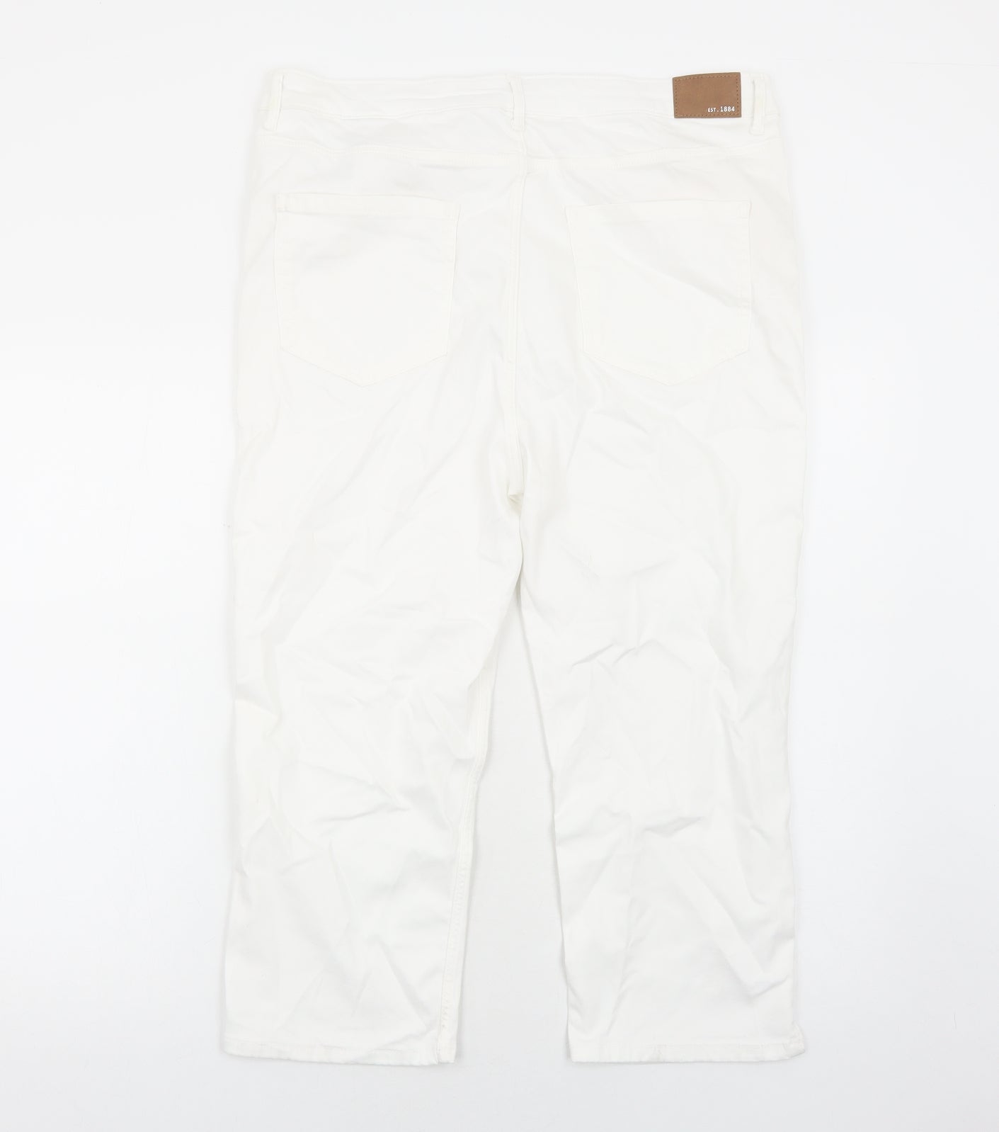 New Look Womens White Cotton Straight Jeans Size 18 Regular Zip