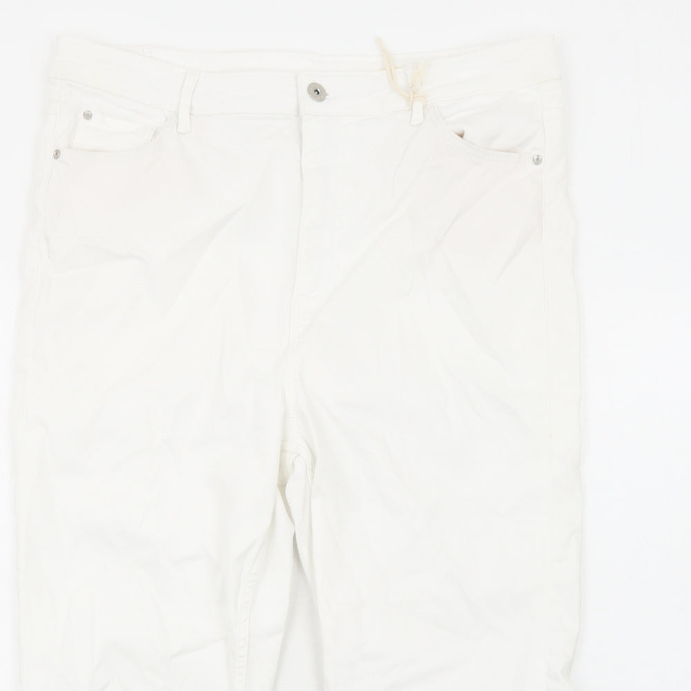 New Look Womens White Cotton Straight Jeans Size 18 Regular Zip