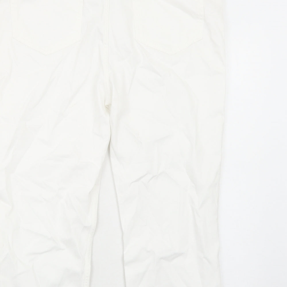 New Look Womens White Cotton Straight Jeans Size 18 Regular Zip