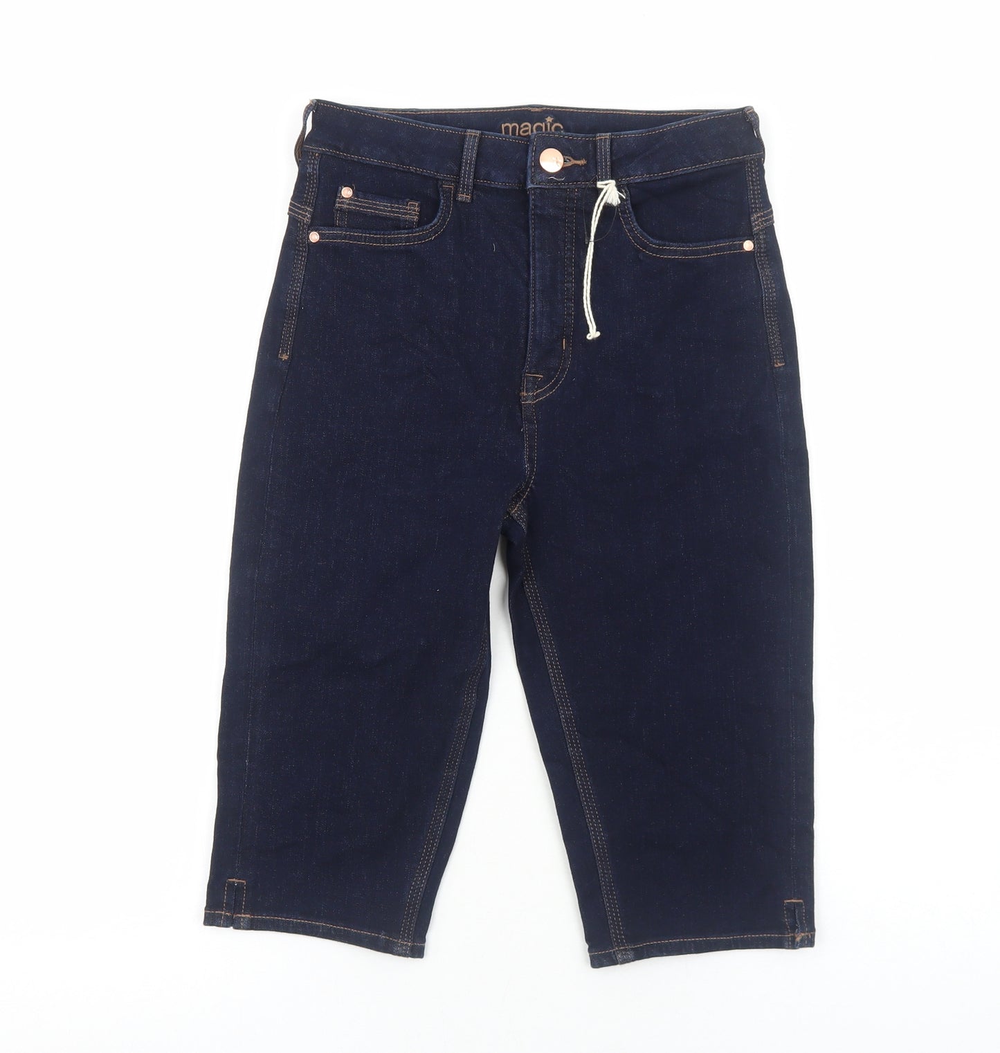 Marks and Spencer Womens Blue Cotton Basic Shorts Size 8 Regular Zip