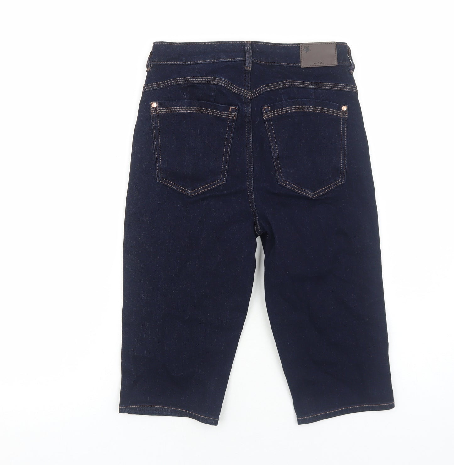 Marks and Spencer Womens Blue Cotton Basic Shorts Size 8 Regular Zip