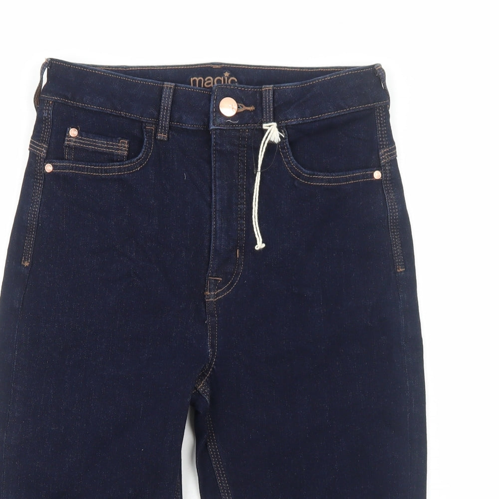 Marks and Spencer Womens Blue Cotton Basic Shorts Size 8 Regular Zip