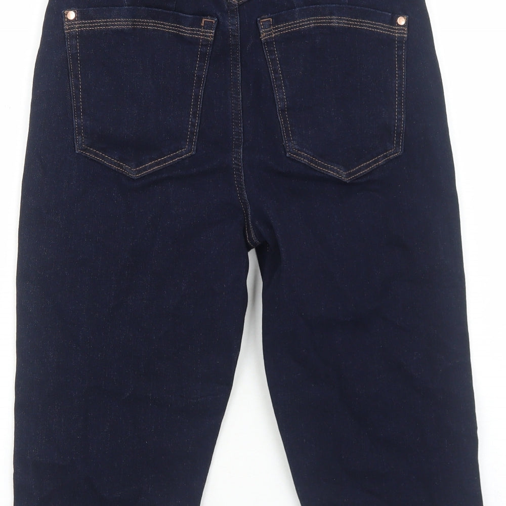 Marks and Spencer Womens Blue Cotton Basic Shorts Size 8 Regular Zip
