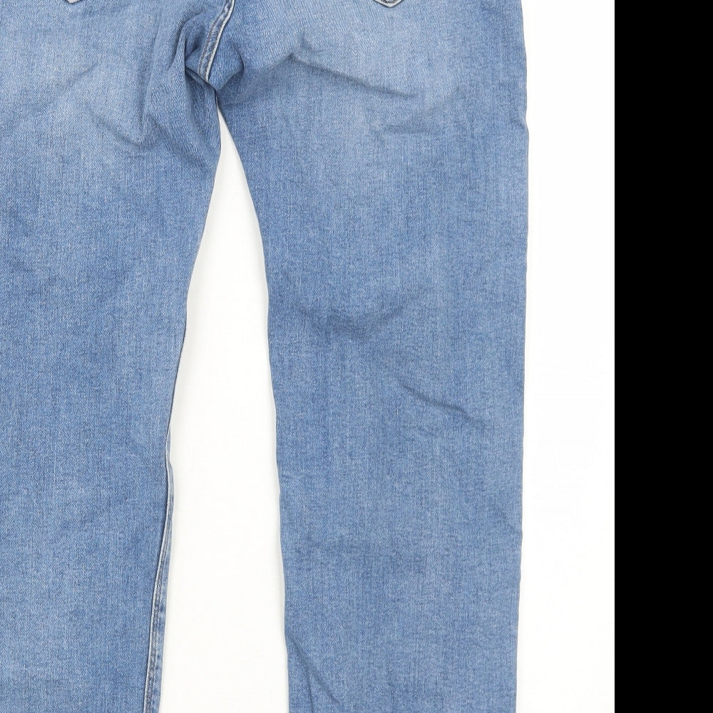 Marks and Spencer Mens Blue Cotton Straight Jeans Size 34 in L29 in Regular Zip