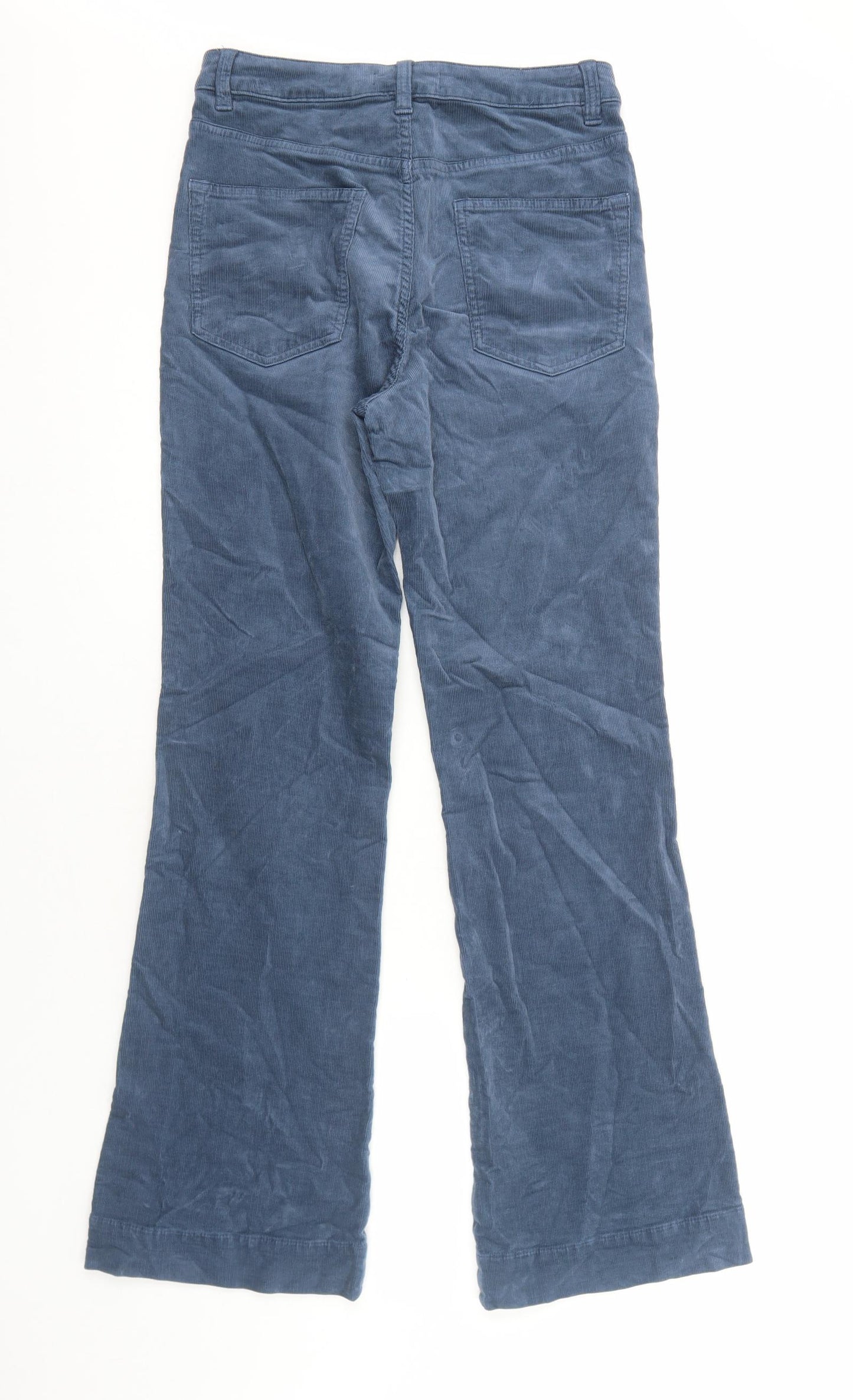 Marks and Spencer Womens Blue Cotton Trousers Size 10 Regular Zip