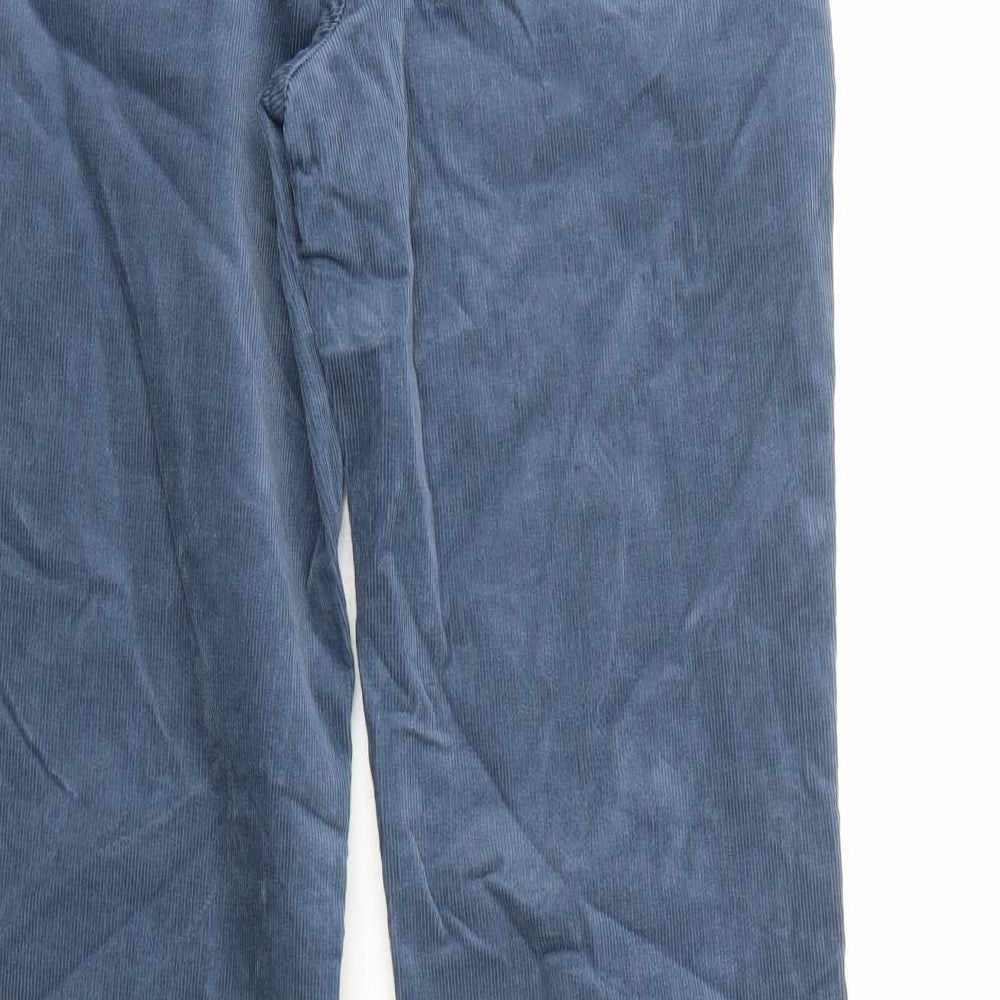 Marks and Spencer Womens Blue Cotton Trousers Size 10 Regular Zip