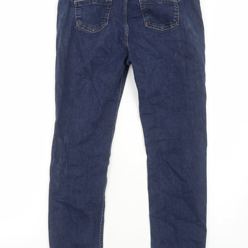 Marks and Spencer Womens Blue Cotton Straight Jeans Size 12 Slim Zip