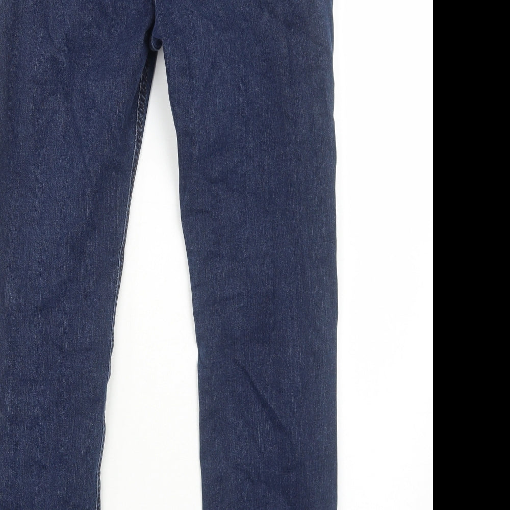 Marks and Spencer Womens Blue Cotton Straight Jeans Size 12 Slim Zip