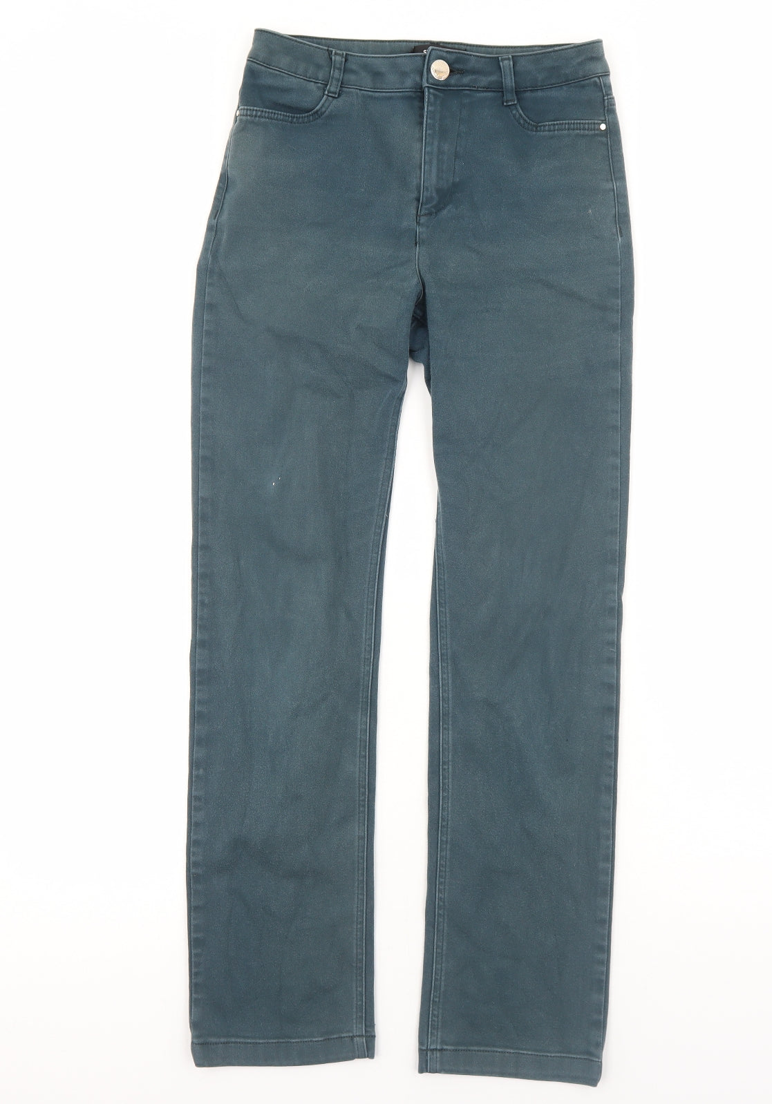 Marks and Spencer Womens Green Cotton Skinny Jeans Size 10 Regular Zip