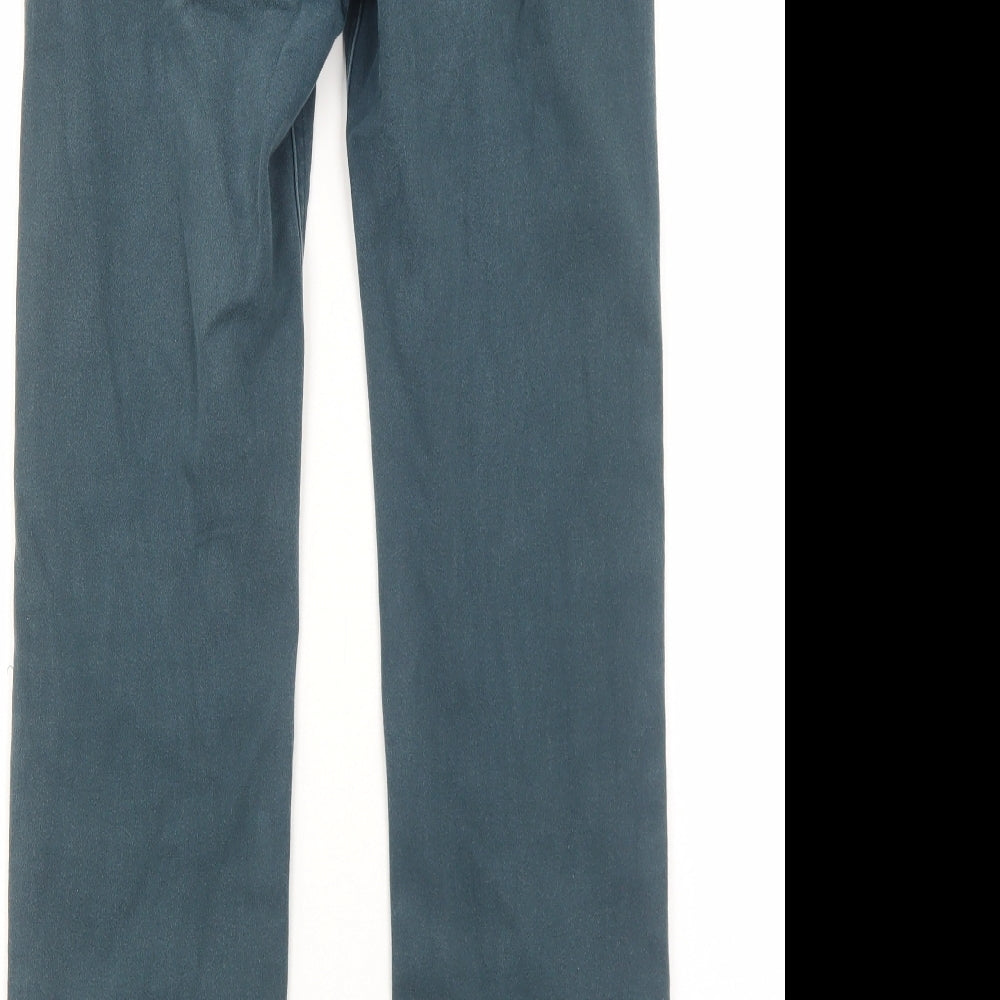 Marks and Spencer Womens Green Cotton Skinny Jeans Size 10 Regular Zip