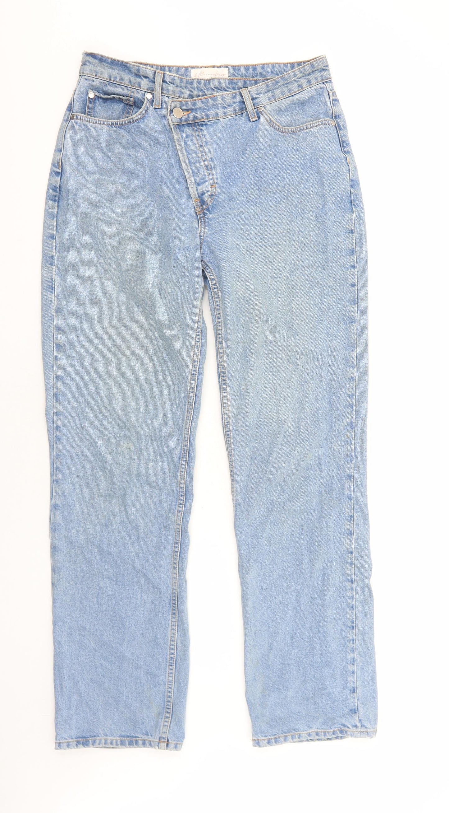 Little Mistress Womens Blue Cotton Straight Jeans Size 12 Regular Button