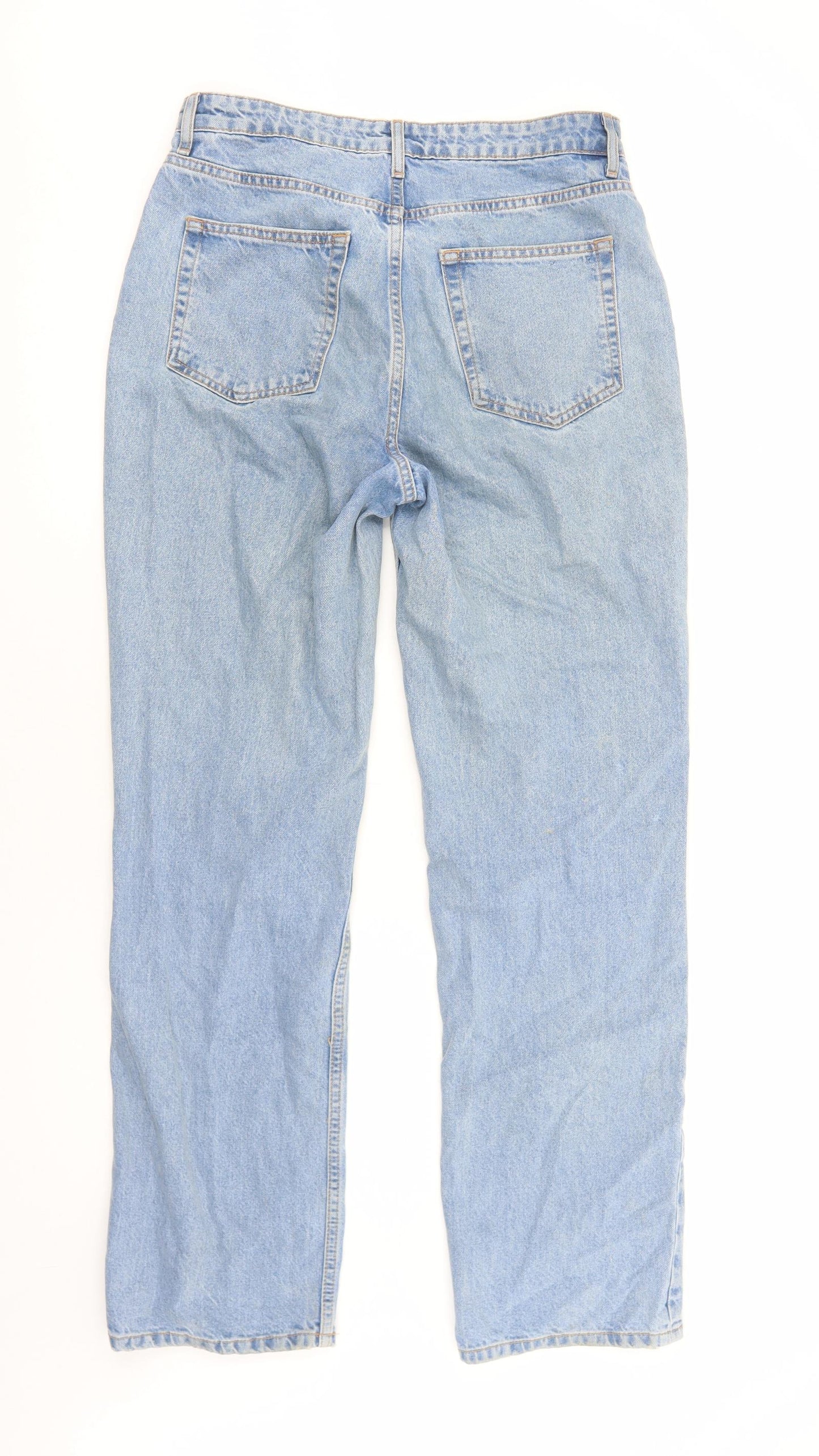 Little Mistress Womens Blue Cotton Straight Jeans Size 12 Regular Button