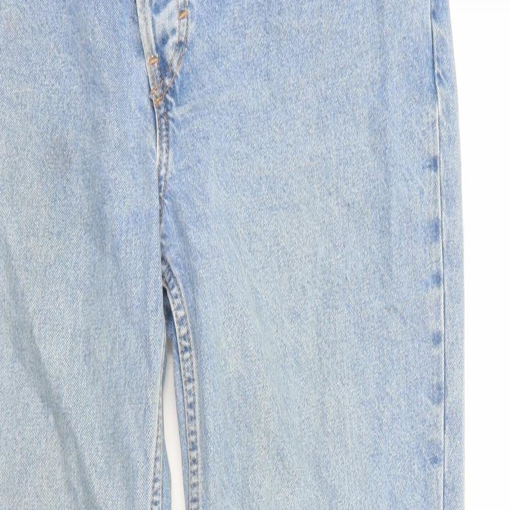 Little Mistress Womens Blue Cotton Straight Jeans Size 12 Regular Button