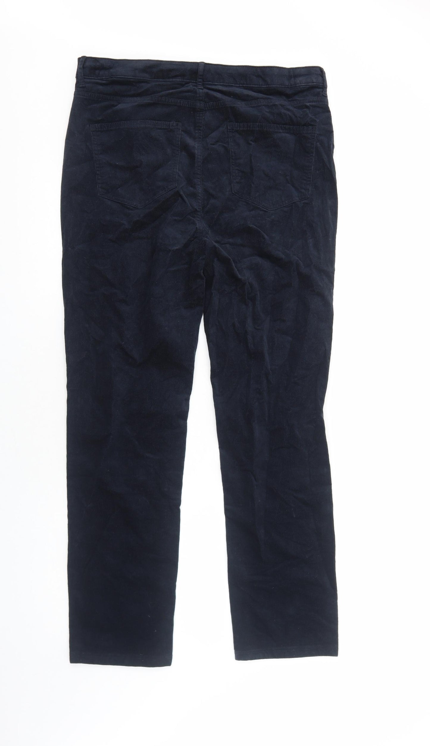 Marks and Spencer Womens Blue Cotton Trousers Size 16 Regular Zip