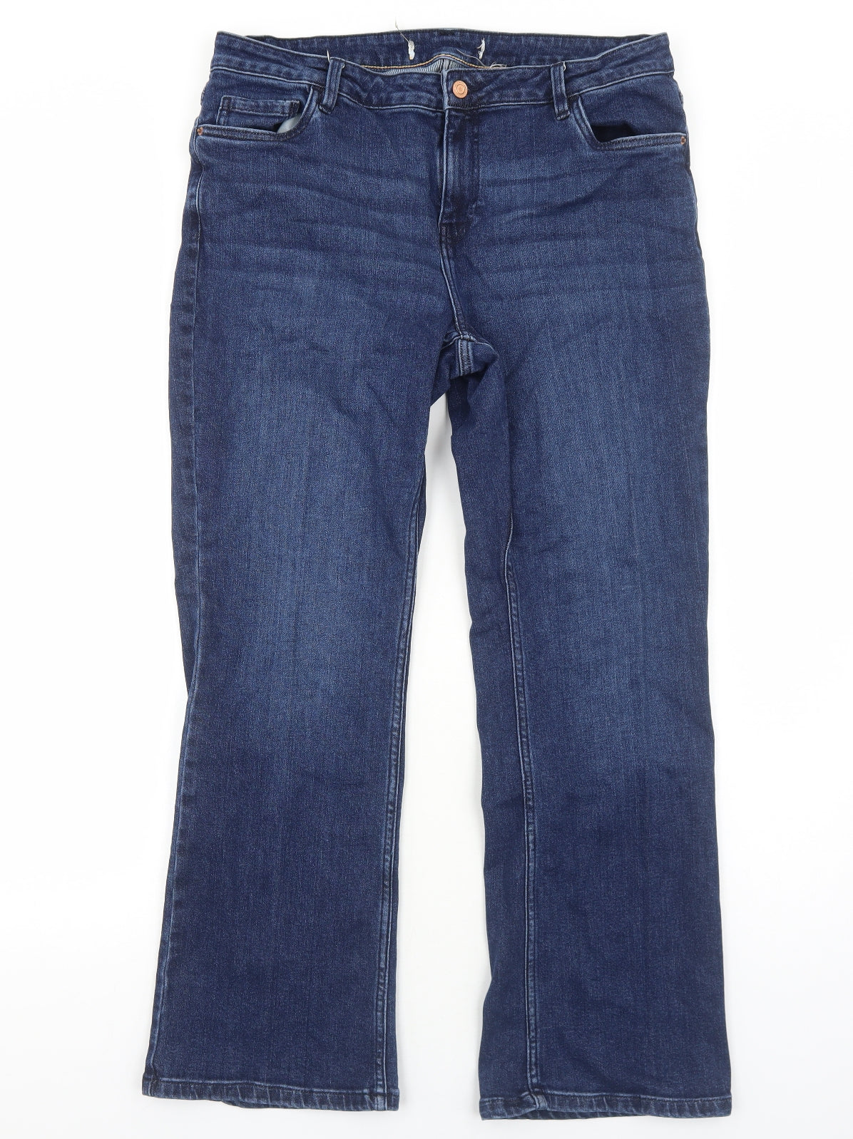NEXT Womens Blue Cotton Bootcut Jeans Size 16 Regular Zip