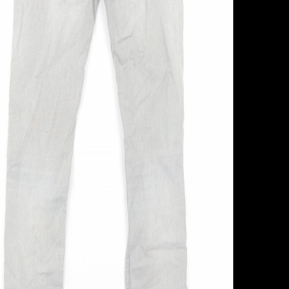 Replay Womens Grey Cotton Skinny Jeans Size 10 Regular Zip