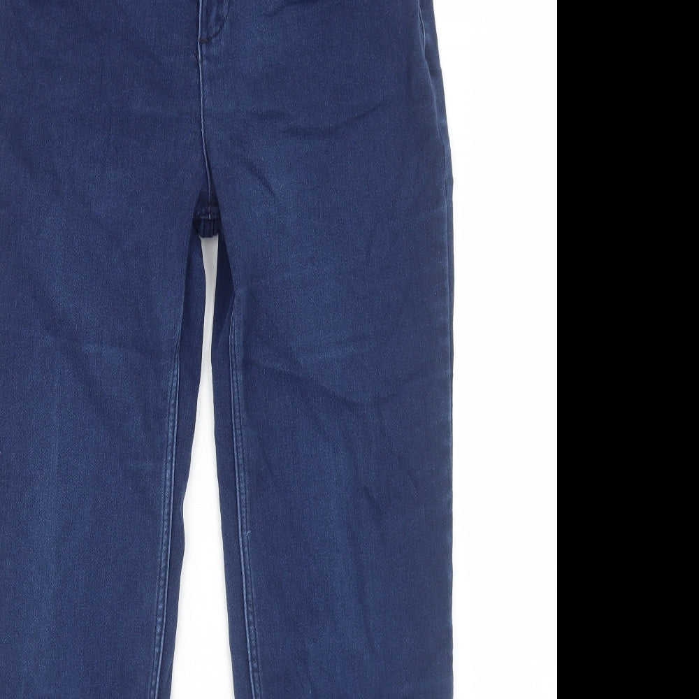 Marks and Spencer Womens Blue Cotton Straight Jeans Size 14 Regular Zip