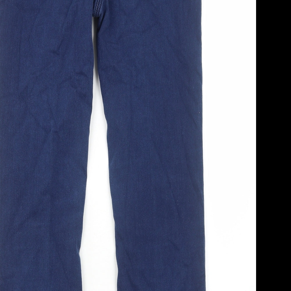Marks and Spencer Womens Blue Cotton Straight Jeans Size 14 Regular Zip
