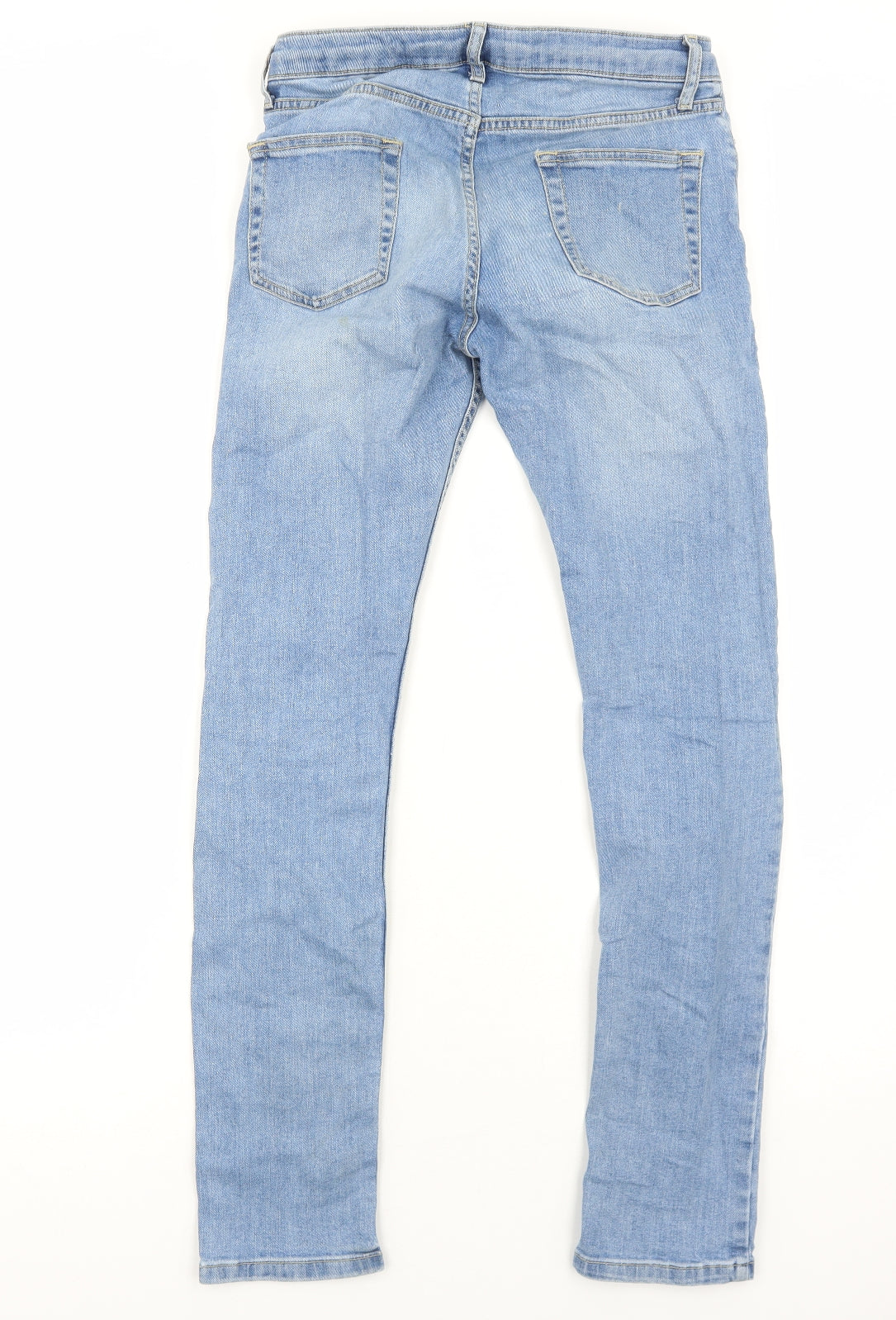 Topman Mens Blue Cotton Skinny Jeans Size 30 in L32 in Regular Zip