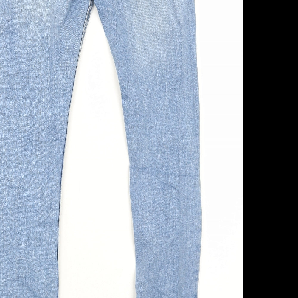 Topman Mens Blue Cotton Skinny Jeans Size 30 in L32 in Regular Zip