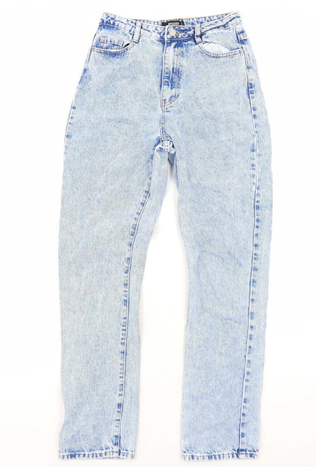 Missguided Womens Blue Cotton Straight Jeans Size 8 Regular Zip