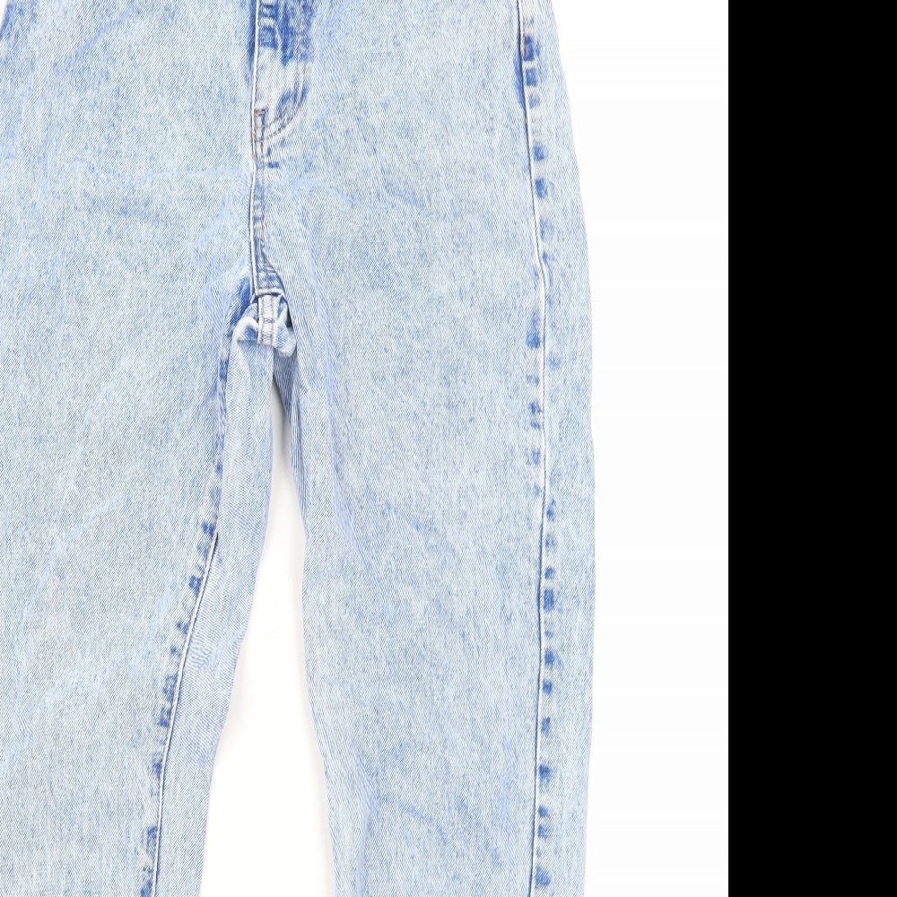 Missguided Womens Blue Cotton Straight Jeans Size 8 Regular Zip